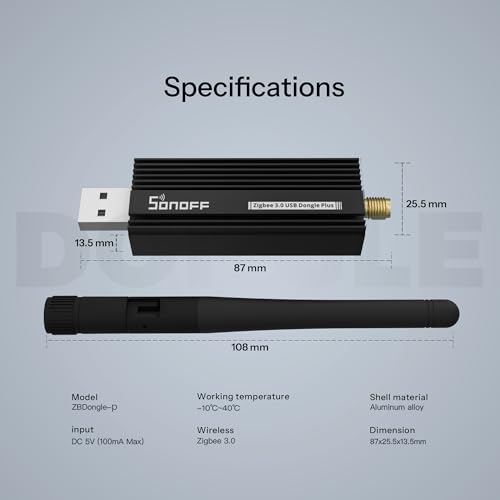 SONOFF Universal Zigbee 3.0 USB Dongle Plus Gateway con Antena para Home Assistant, IoBroker etc