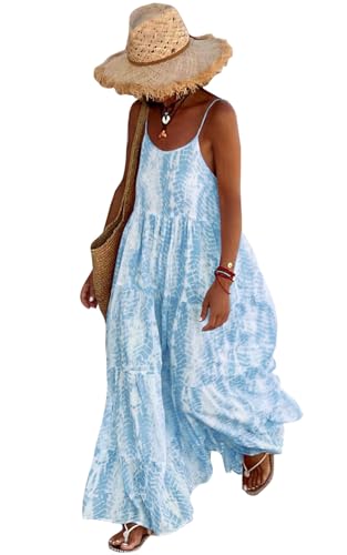 Image of PRETTYGARDEN Women Summer Dresses 2026 Spaghetti Strap Scoop Neck Floral Maxi Dress Flowy Boho Long Sundress with Pockets
