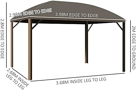 Outsunny 3 x 4m Hardtop Gazebo Canopy with Metal Roof, Aluminium Gazebo Permanent Pavilion with Netting and Curtains, Brown