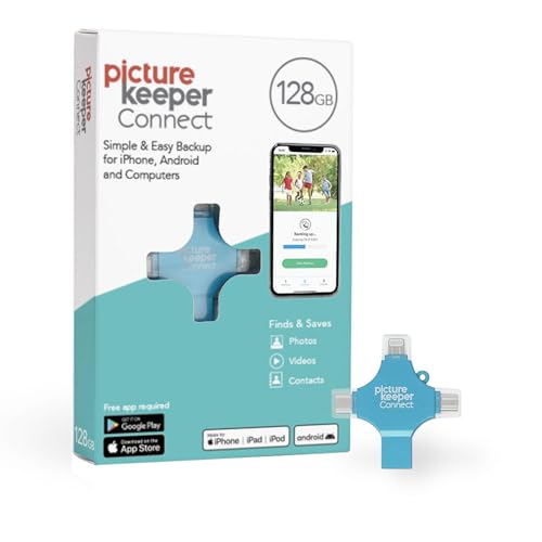 Sauvegarde de photos et vidéos pour PC Mac Android Picture Keeper Connect 128 Go turquoise