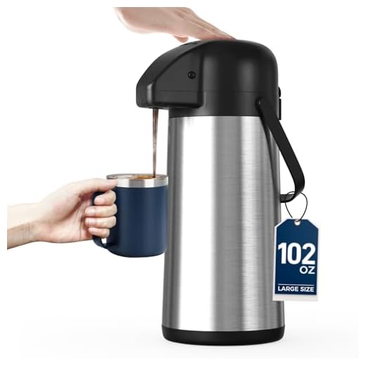 Coffee Carafe for Keeping Hot - 102OZ / 3L Airpot Coffee Dispenser with Pump - Large Coffee Thermos for Hot Drinks Tea Liquid - Insulated Stainless Steel Hot Water Beverage Dispenser Urn for Parties