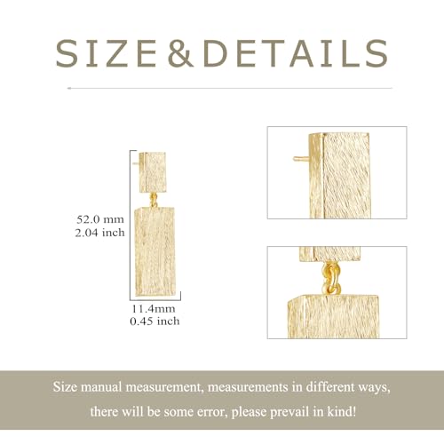 Gold Statement Earrings for Women Chunky Geometric Dangle Drop Earrings 14K Gold Hexagon or Rectangle Sculptural Brushed Matte Hypoallergenic Jewelry Gift2