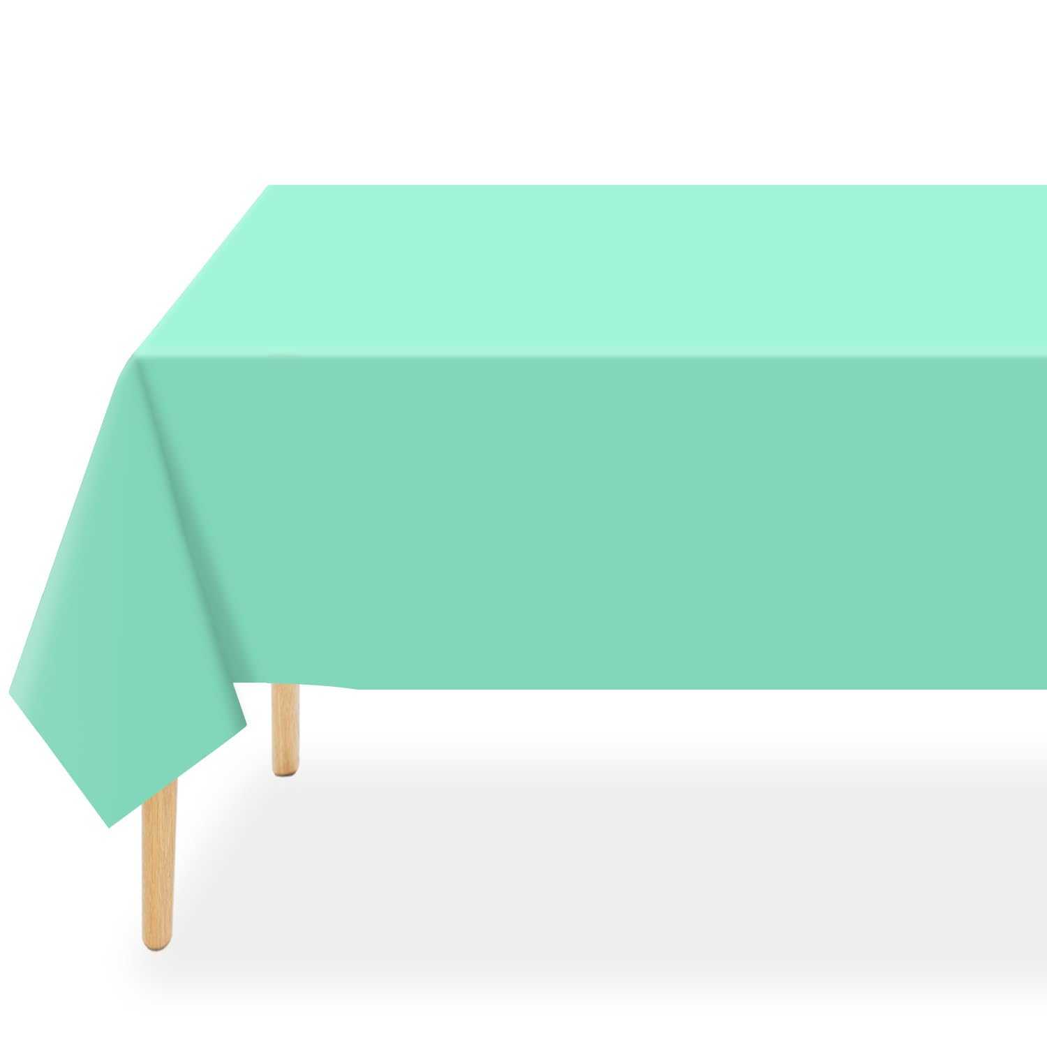 QIKSION Fresh Mint Plastic Table Cloth Disposable 2 Pack, 54 x 108 Inch Tablecloths for Party, Birthday, Rectangle Table Cover