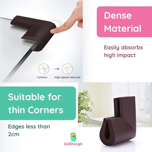 Image of KidDough Baby Proofing Corner Guards, Corner Protector for Sharp Edges, Table Corner Protector for Baby Safety (U Shape Brown)