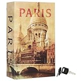 Diversion Book Safe with Key Lock, Lovndi Secret Hidden Safe for Money, Lock Box for Home Office, 9.5 x 6.2 x 2.2 inches, Paris