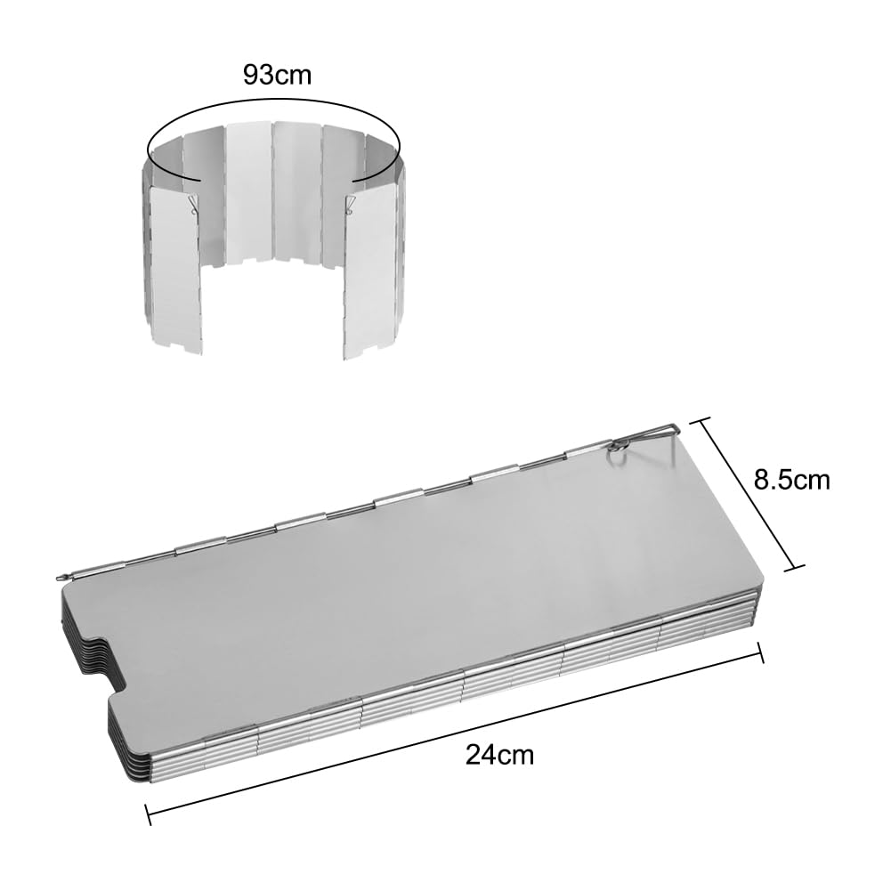 12 składanych aluminiowych osłon przeciwwiatrowych, osłona przeciwwiatrowa do kuchenki kempingowej z torbą do przechowywania, przenośna osłona przeciwwiatrowa do kuchenki kempingowej na zewnątrz