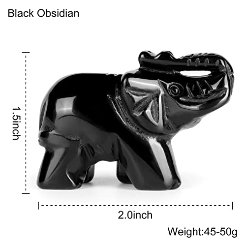 Figura Decorativa Elefante de Cristal Obsidiana Negra 2" miniatura 3