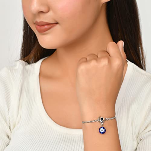 Evil Eye Hanging Bead Bracelet Shiva Moon Oxidized