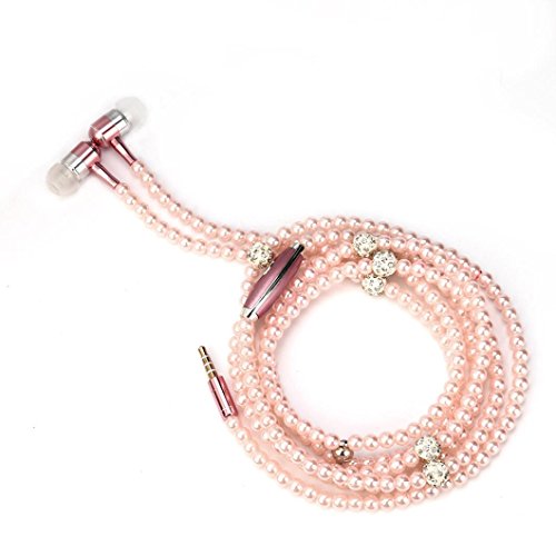 Creazy 3.5mm In ear Stereo Pearl Necklace Headphone Headset Super Bass Music Earphone