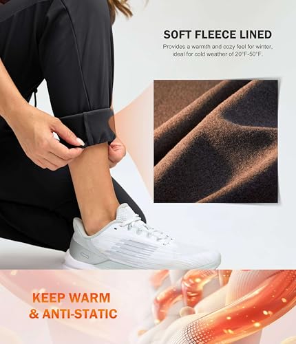 G Gradual Women's Fleece Lined Joggers 28"/30"/32" High Waisted Sweatpants Water Resistant Thermal Warm Pants Zipper Pockets4