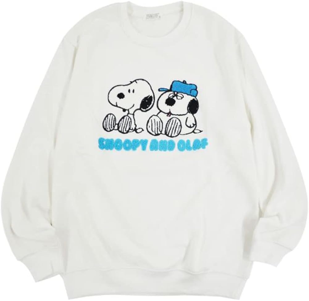 Amazon Co Jp スヌーピー トレーナー Peanut オラフ 裏起毛 サガラ刺繍 メンズ ファッション