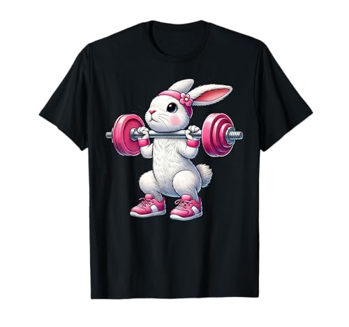 Easter Bunny Lifting Weight Gym Fitness T-Shirt