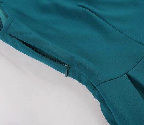 Wellwits Women’s Color Block Belt Cap Sleeves Vintage Blazer Work Dress4