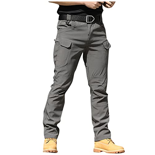 Cargo Pants for Men Military Fan Elastic Waistband Multi Pockets Lounge Camouflage Work Jeans