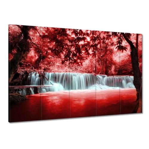 Peinture imprimée sur toile Cascade rouge 100 x 70 cm finition premium H3404M