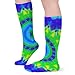 HEBVASS Women's Fashion Compression Socks Indian Spiral Tie Dye Mandala Green, Cute Breathable Long Knee High Socks for Outdoor Running Cycling Hiking Daily Wear
