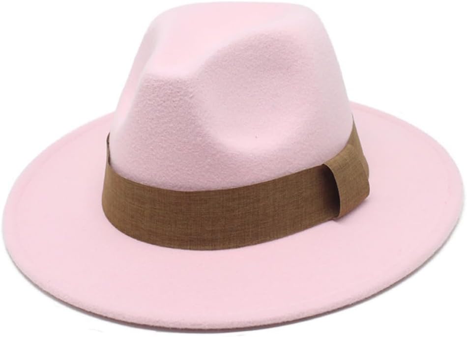 Classic Wool Fedora Hat, Brown with Tan Band