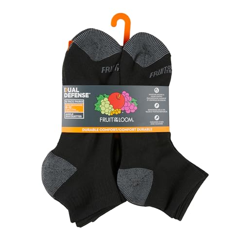 Image of Fruit of the Loom Men's Dual Defense Socks, Odor Protection with Half Cushion, Multi-Packs