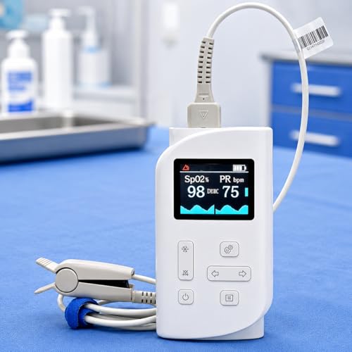 Image of Handheld Pulse Oximeter | Professional SPO2 & Pulse Rate Monitor with TFT LCD Display | Rechargeable Finger Oximeter | Ideal for Hospital, Clinic & Home Health Use (Adult)