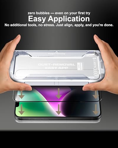 Image of Affix 2 Pack for iPhone 14 Plus and iPhone 13 Pro Max Full Coverage Tempered Glass, Screen Protector Guard with Easy Fix Installation Tool, 9H Hardness Shatterproof, HD Clear Scratch Resistant