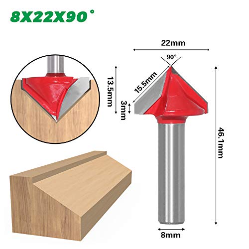 BIGP 6 Stück 8mm Schaft 3D CNC V-nut Formfräsen Holzschneider Fräser Set 60° 90° 120° V Groove Router Bit Holzbearbeitung Cutter