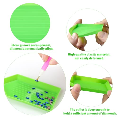 Image of 20 Pack Green Diamond Painting Trays - Diamond Art Tool Accessories for 5D DIY Diamond Painting Kits