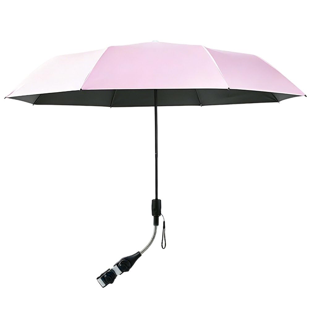 Universal Sonnenschirm für Kinderwagen UV Schut, UPF 50+ Sonnenschutz Regenschirm mit 360° Flexibler Universalhalterung, 96 cm Kinderwagen Regenschirm für Kinderwagen und Buggy, Rosa