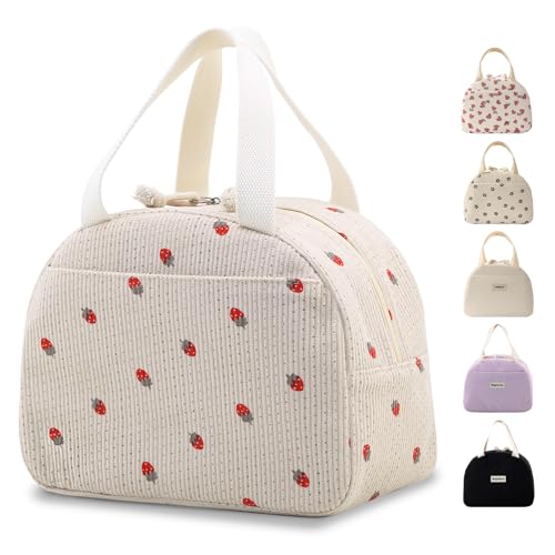 GODWOODS Insulated Lunch Bag for Women Men,Corduroy Lunch Box,Reusable Cooler Leakproof Lunch Tote for Work, Picnic, Travel