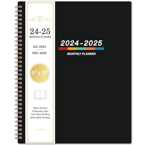 Indeme 2024-2025 Monthly Planner - Jul. 2024 - Dec. 2025, 18 Monthly Planner/Calendar 2024-2025, Academic Planner, 9" x 11", Twin-wire Binding, Monthly Tabs, Holidays, Two-Sided Pocket, Thick Paper