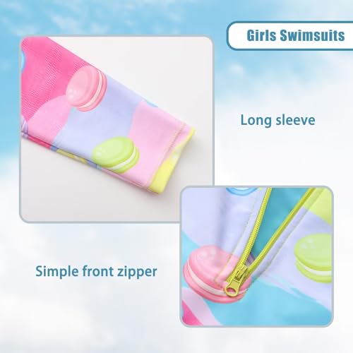 Image of Girls One Piece Rash Guard Swimsuits for Girl Long Sleeve Bathing Suits with UPF 50+ Sun Proctection Sunsuits 3-16 Years