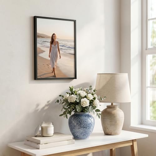 Image of Americanflat 11x15 Picture Frame with Polished Plexiglass - Streamline Collection - Thin Border Picture Frame for Wall Display - Hanging Hardware Included - Black
