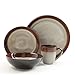 Gibson Elite 90603.16RM Couture Bands 16 Piece Reactive Glaze Dinnerware Set, Red and Cream