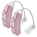 Price comparison product image Digital Hearing Amplifier - Set of 2 - Best Hearing Amplifiers That Fit Comfortable Behind The Ear for Women, Small & Discreet BTE Personal Sound Amplifier Pair (Pink)