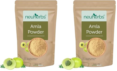Image of Neuherbs Amla Powder For Hair Growth & Glowing Skin - 100g | Gooseberry Fruit Powder For Hair, Eating, Drinking | 100% Pure & Natural With No Added Preservatives (Pack of 2)