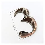 LIANYG Hausnummer Kunststoff Goldene Haus Nummer Tür Adresse 3D Digits Die Zahl Platte Plaque-Zeichen-Aufkleber mit Selbst Adhäsiv for Torraum Wasserdicht (Color : 3)