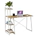 Produktbild SVITA Combo1 Regal-Schreibtisch Eiche-Optik weiße Metall-Beine Computertisch Bürotisch Arbeitstisch PC Tisch