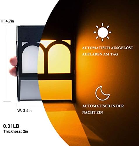 Solar Lights Outdoor Garden Solar LED Outdoor Wall Lights 2 Modes Courtyard Driveway Fence Patio Front Door Stairs Landscape Colour Changing Warm White Pack of 4