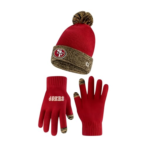 Bonnet d'hiver NFL bicolore et gants pour les matchs et trajets quotidiens
