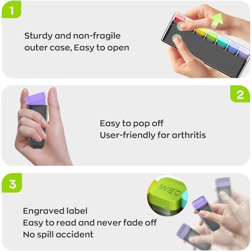 Image of Weekly Pill Organizer 1 Time a Day, HIONXMGA Portable Detachable Travel Pill Box 7 Day, Large Once Daily Pill Holder Case, Color-Coded Dispenser for Vitamin Medicine Supplement Fish Oil, Clear