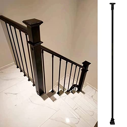 Garde Corps Exterieur Balustres Villa Hôtel Balustre D'escalier Fuseaux Poteau, Noir Métal Garde-corps D'intérieur/ Escalier De Terrasse Garde-corps, Montage Au Sol, 41 45 49 53 Pouces De Hauteur ( Co