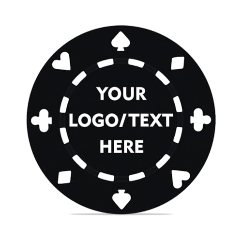 MARRILYTON 100 Custom Clay Poker Chips, Personalized with Your Logo and Text, Casino Sized Chips for Blackjack, Tournaments, Late Night Poker Game (Black)