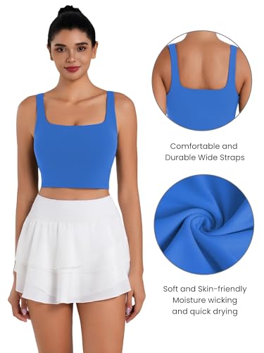 Image of Sunzel Square Neck Longline Sports Bra, Built-in Bra Crop Tank Top