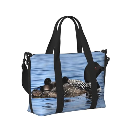 Large Duffel Bag for Men Women, Cute Carry On Tote for Travel, Gym, Weekend Use, Printed Loon Birds, 19.7" x 10.2" x 13.3"3
