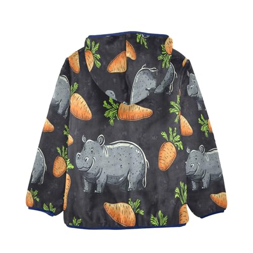 Hippo and Carrot Toddler Fleece Jacket Girl Boys Hooded Fleece Jacket Coat Warm Outwear Zip-up 3-10T2