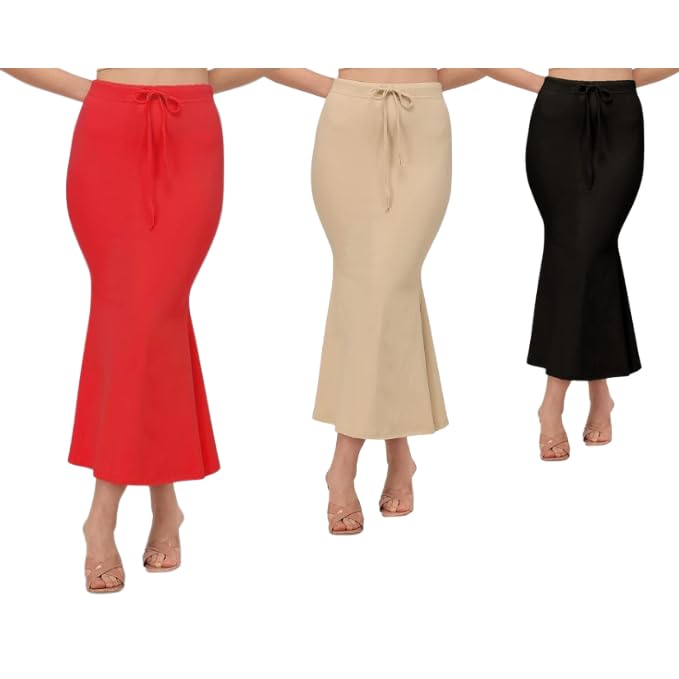 Image of Saree Shapewear Petticoat for Women | Fish Cut Mermaid Slim Fit Saree Shaper with Tummy Control & Side Slit | Stretchable Cotton Lycra Petticoat for Saree, Lehenga, Gown, Bridal Wear