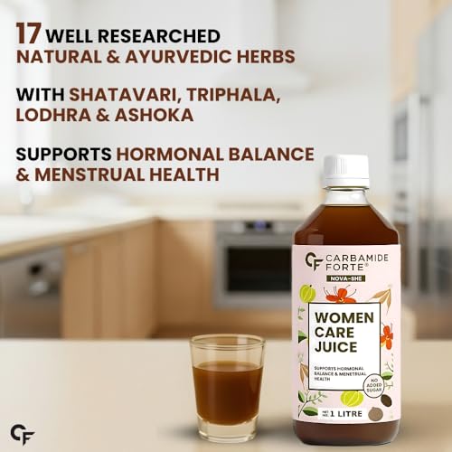 Image of Carbamide Forte She Care Juice for Women | PCOS Supplement & PCOD Ayurvedic Medicine with 17 Ayurvedic Herbs | Supports Hormonal Balance for Women & Period Pain Relief & | She Care Herbal Juice with Shatavari, Ashoka & Methi | 1 Litre