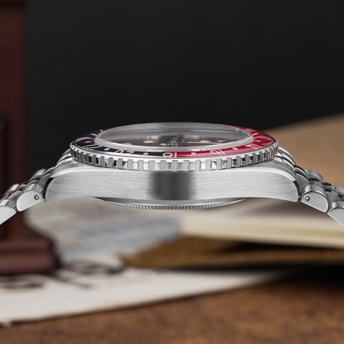 Image of watchdives GMT Watches for Men, WD6542 Men Watch NH34 Automatic Wristwatch 38mm Bubble Domed Sapphire Crystal Watches 100M Waterproof Watch