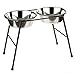 Classic Pet Products Comedero Doble Metálico con Base Elevada, Acero Inoxidable, Alto 37 cm, Negro/Plateado, 1 Unidad (Paquete de 1)