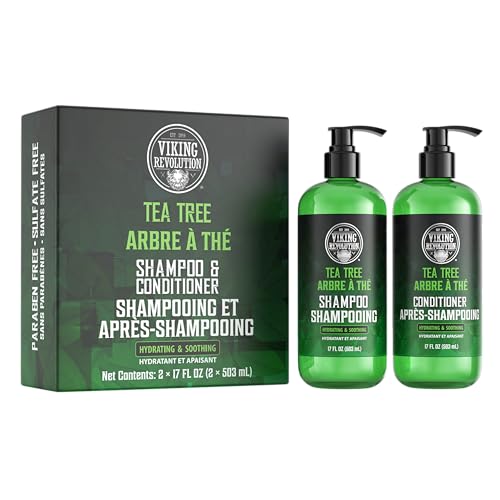 Viking Revolution Tea Tree Shampoo and Conditioner Set - Hydrates, Moisturizes & Soothes Dry and Itchy Scalps - With Natural Tea Tree Oil - 200 gms