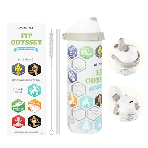 24 oz Motivational Insulated Stainless Steel Water Bottle for Sports, Gym & Travel, 2-in-1 Push-Button Spout & Quick-Flip Straw, Leak-Proof BPA-Free, Keeps Cold 30H, with DIY Fitness Stickers 24 oz Motivational Insulated Stainless Steel Water Bottle for Sports, Gym & Travel, 2-in-1 Push-Button Spout & Quick-Flip Straw, Leak-Proof BPA-Free, Keeps Cold 30H, with DIY Fitness Stickers